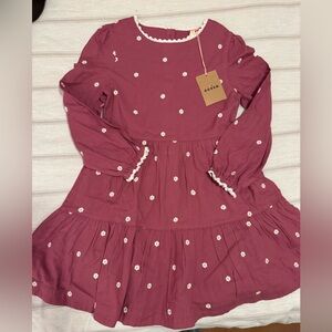 Mini Boden Embroidered Dress with Bishop Sleeves